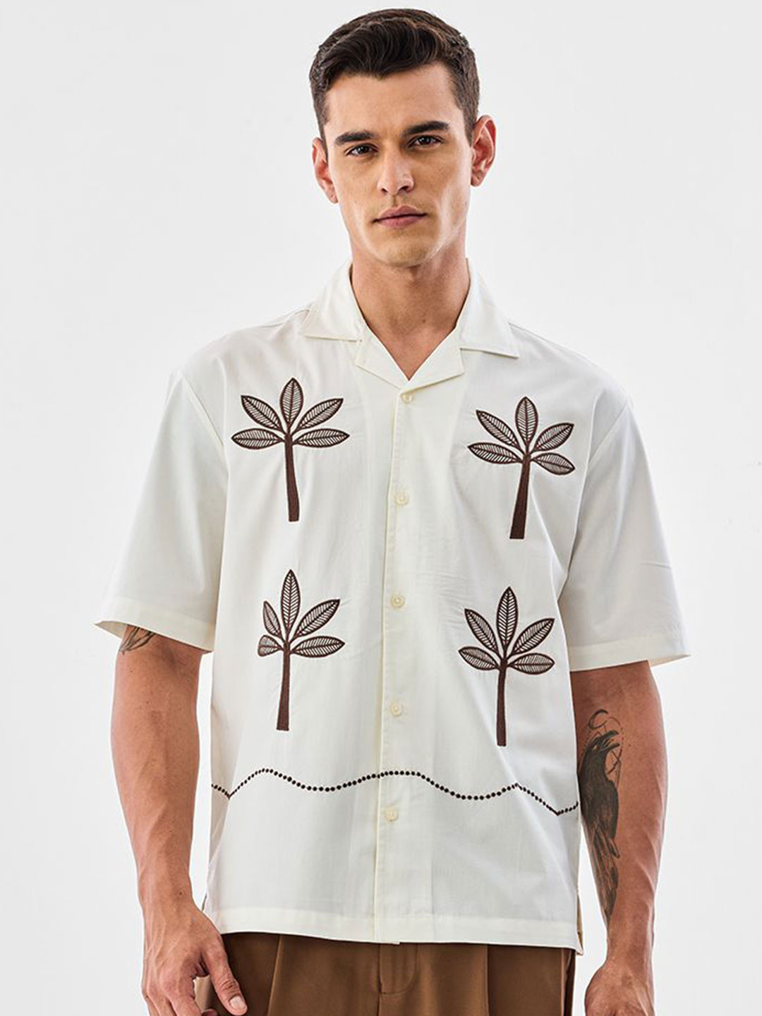 Snitch Men Embroidered Boxy Casual Shirt