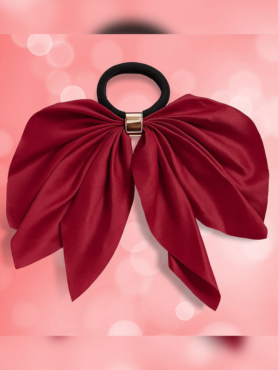 MAJESTIQUE Girls Satin Bow Hair Tie with Metal Clip Ponytail Holders