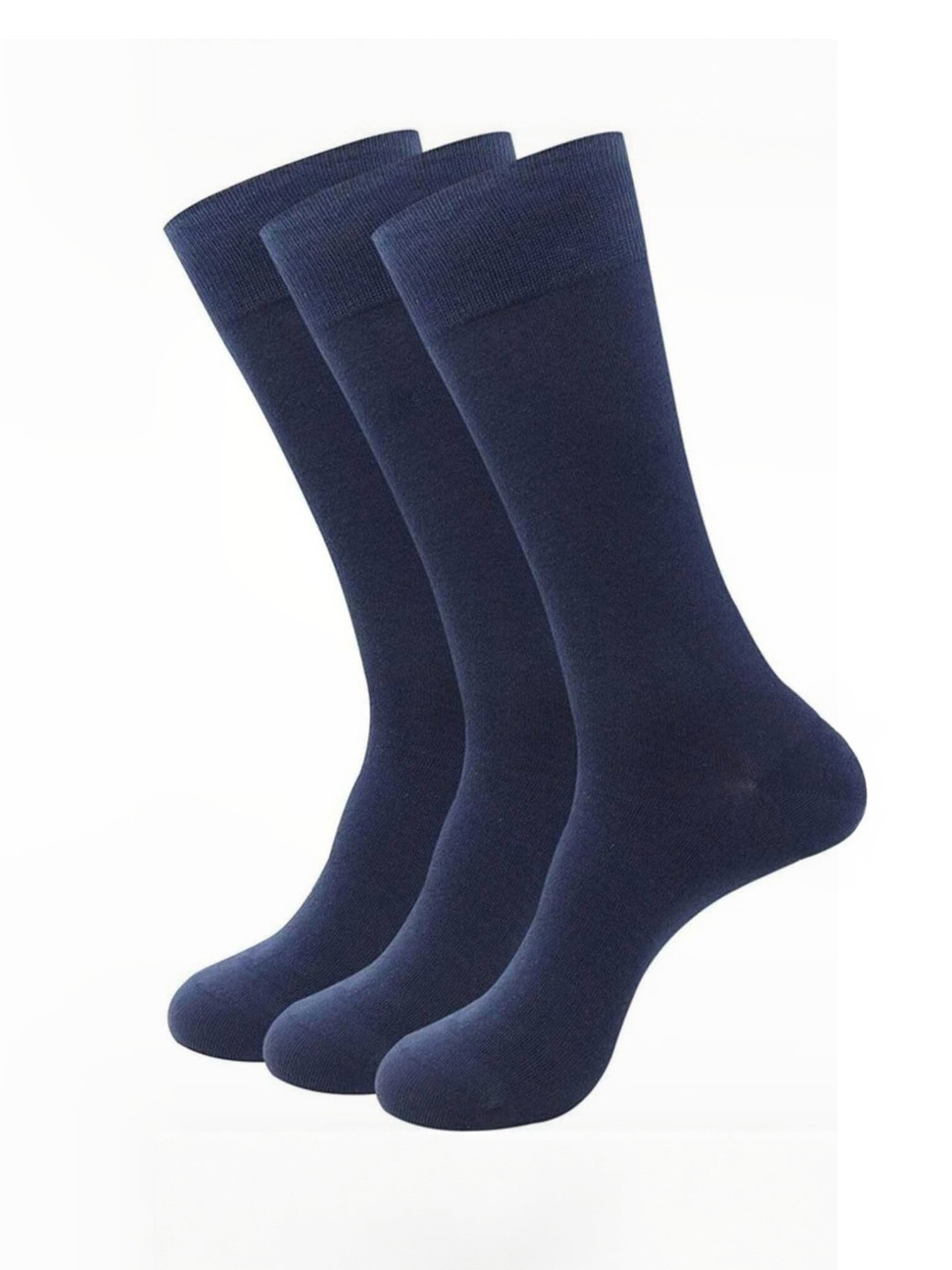 Akeeta Unisex Pack of 3 Blue Plain Cotton Socks