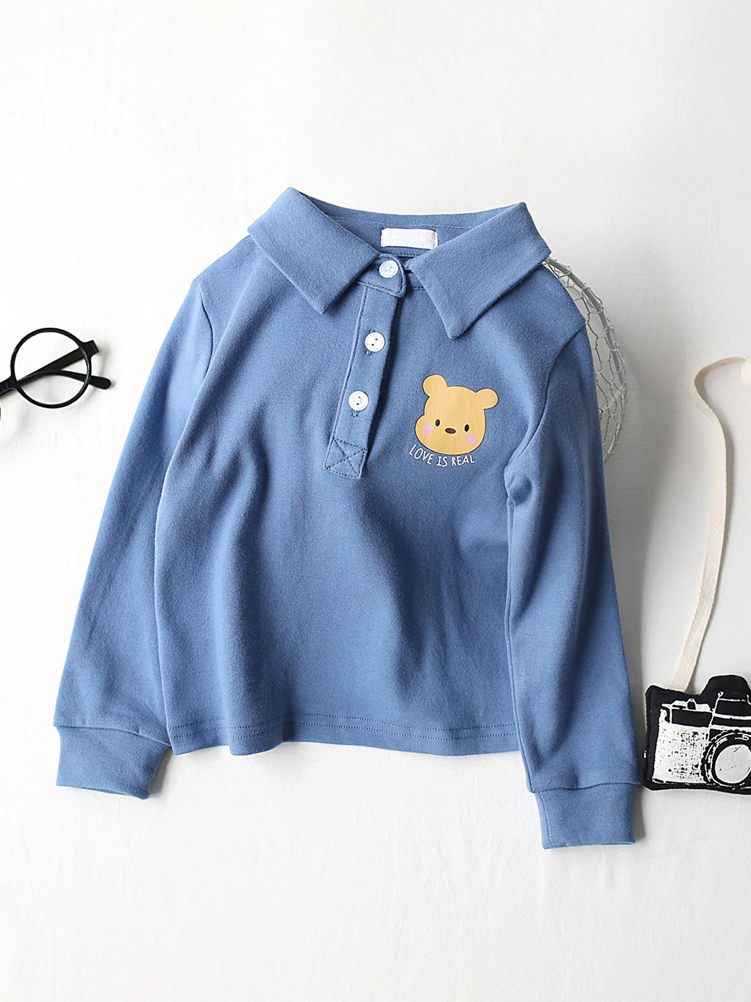 LULU & SKY Girls Cartoon Printed Polo Regular T-shirt