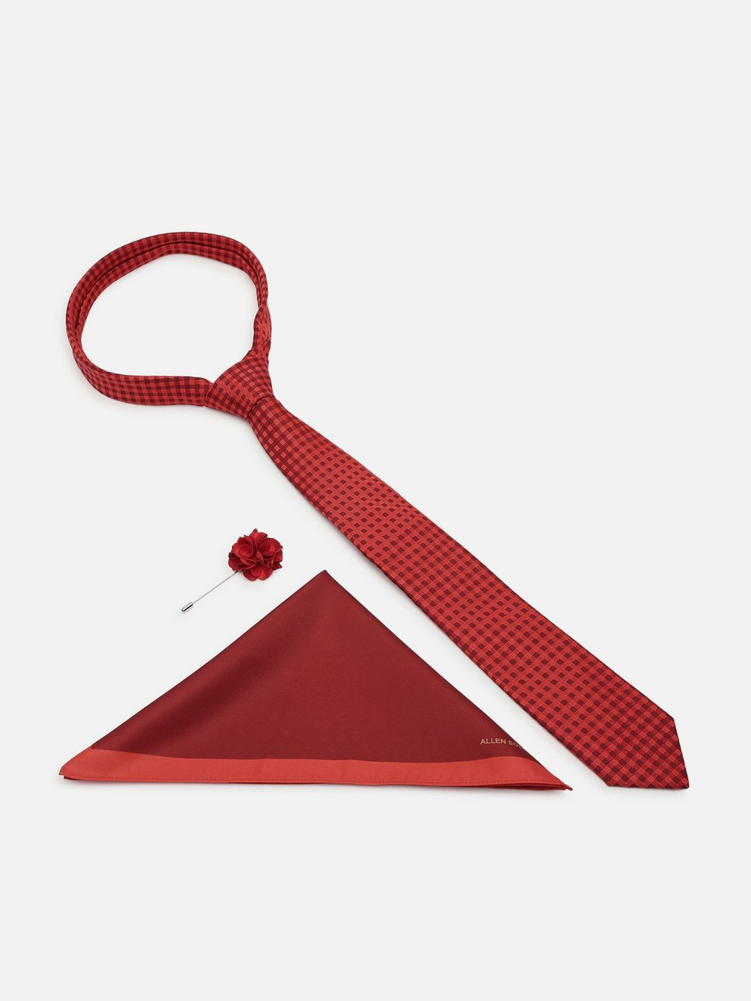 Allen Solly Men Embroidered Party Tie, Pocket Square and Lapel Pin Gifts Set