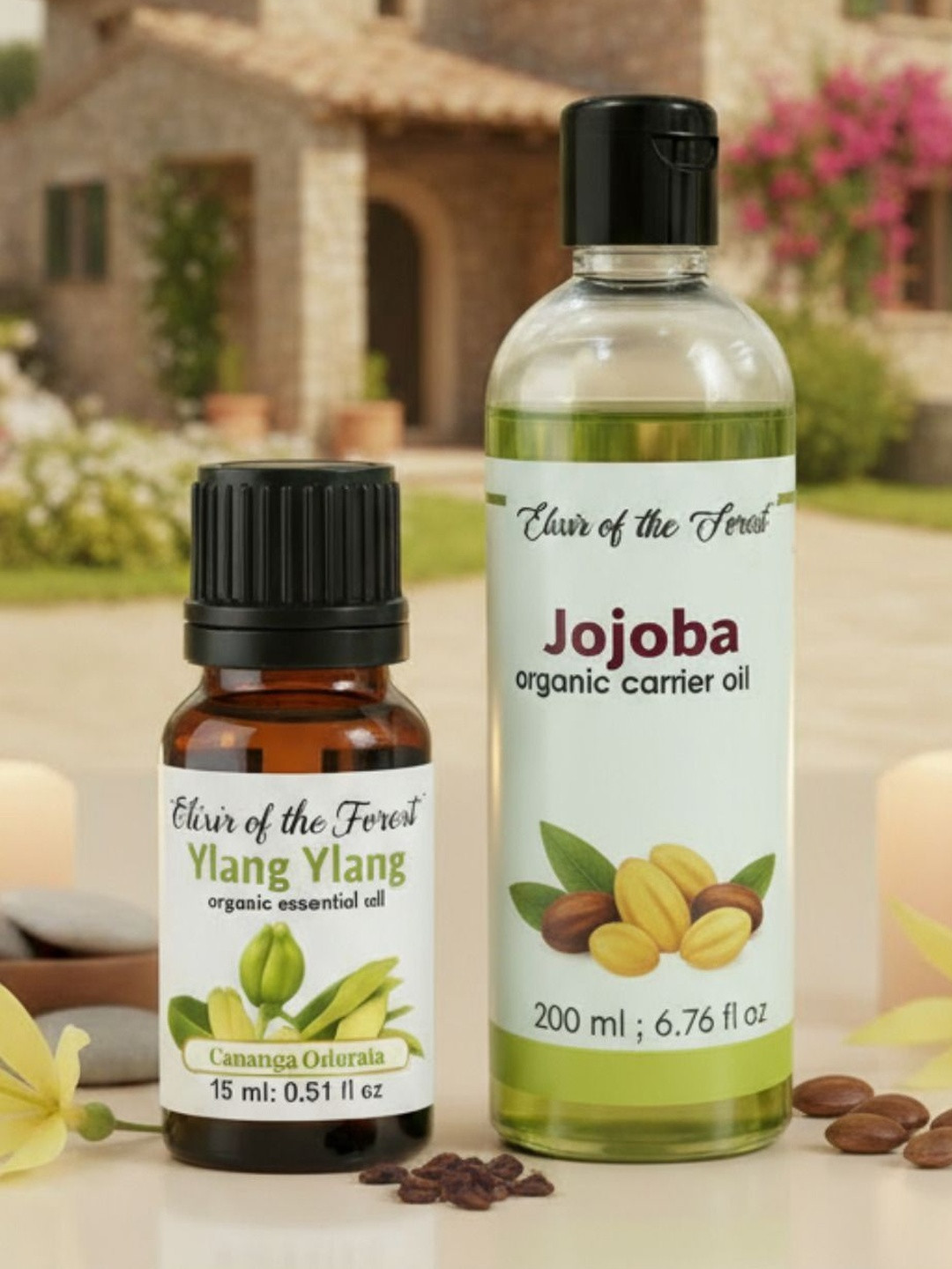 ELIXIR OF THE FOREST Set Of 2 Ylang Ylang Essential Oil - 15 ml & Jojoba Oil - 200 ml