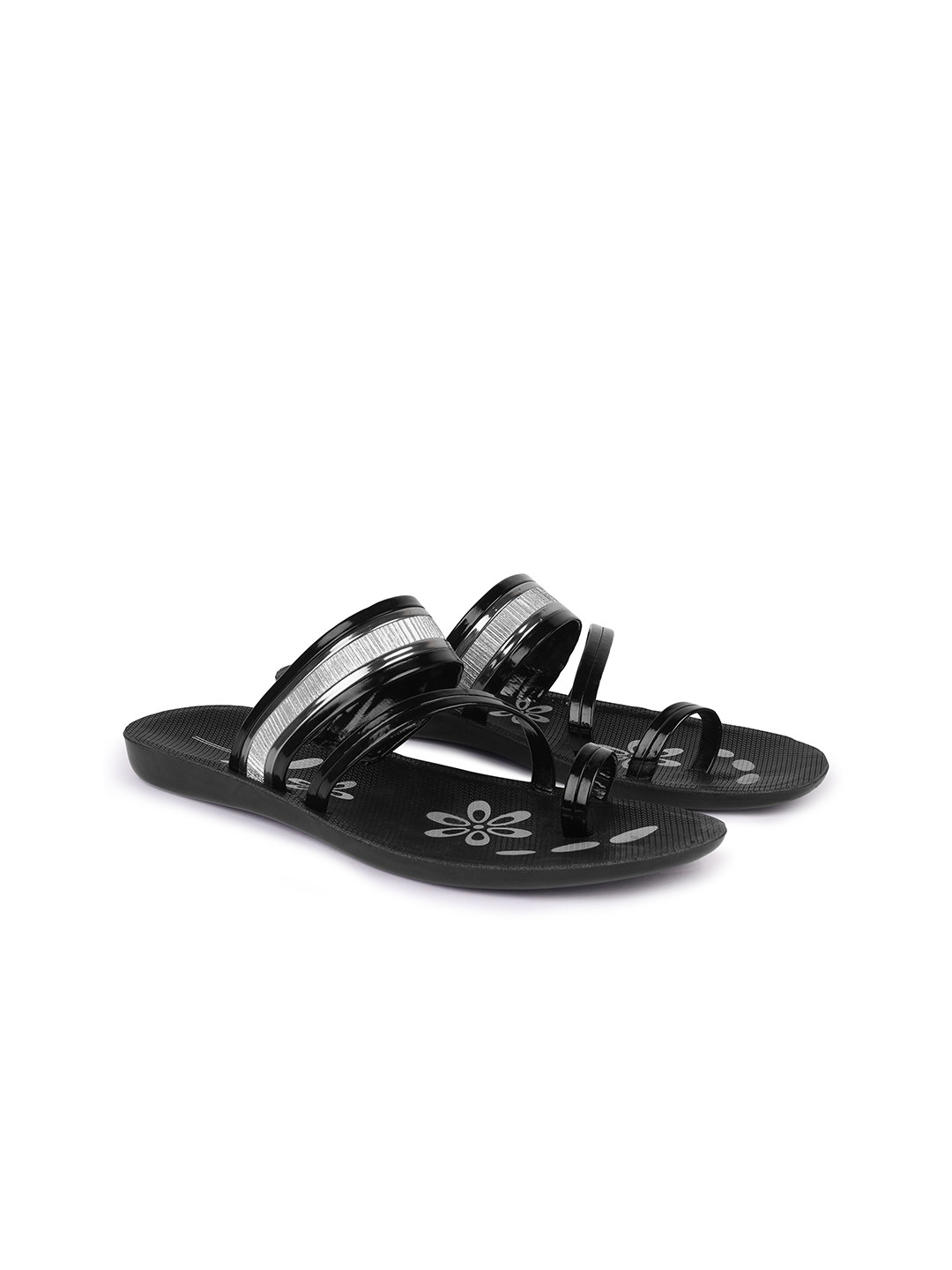 DRACKFOOT Women Printed Slip-On Lightweight One Toe Flats With Western - Embellished