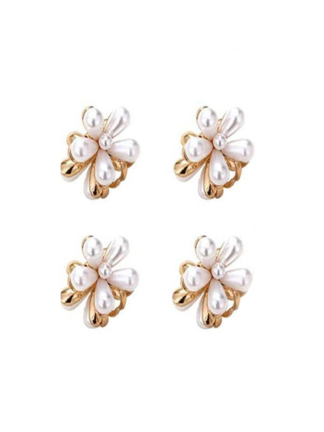 Lyphy Women Set of 4 Pearls Mini Hair Claw Clip