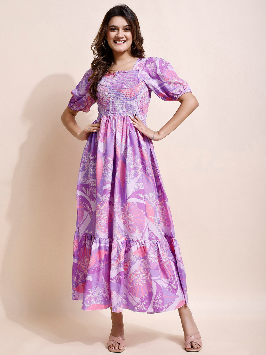 STARWORD Floral Crepe A-Line Maxi Dress