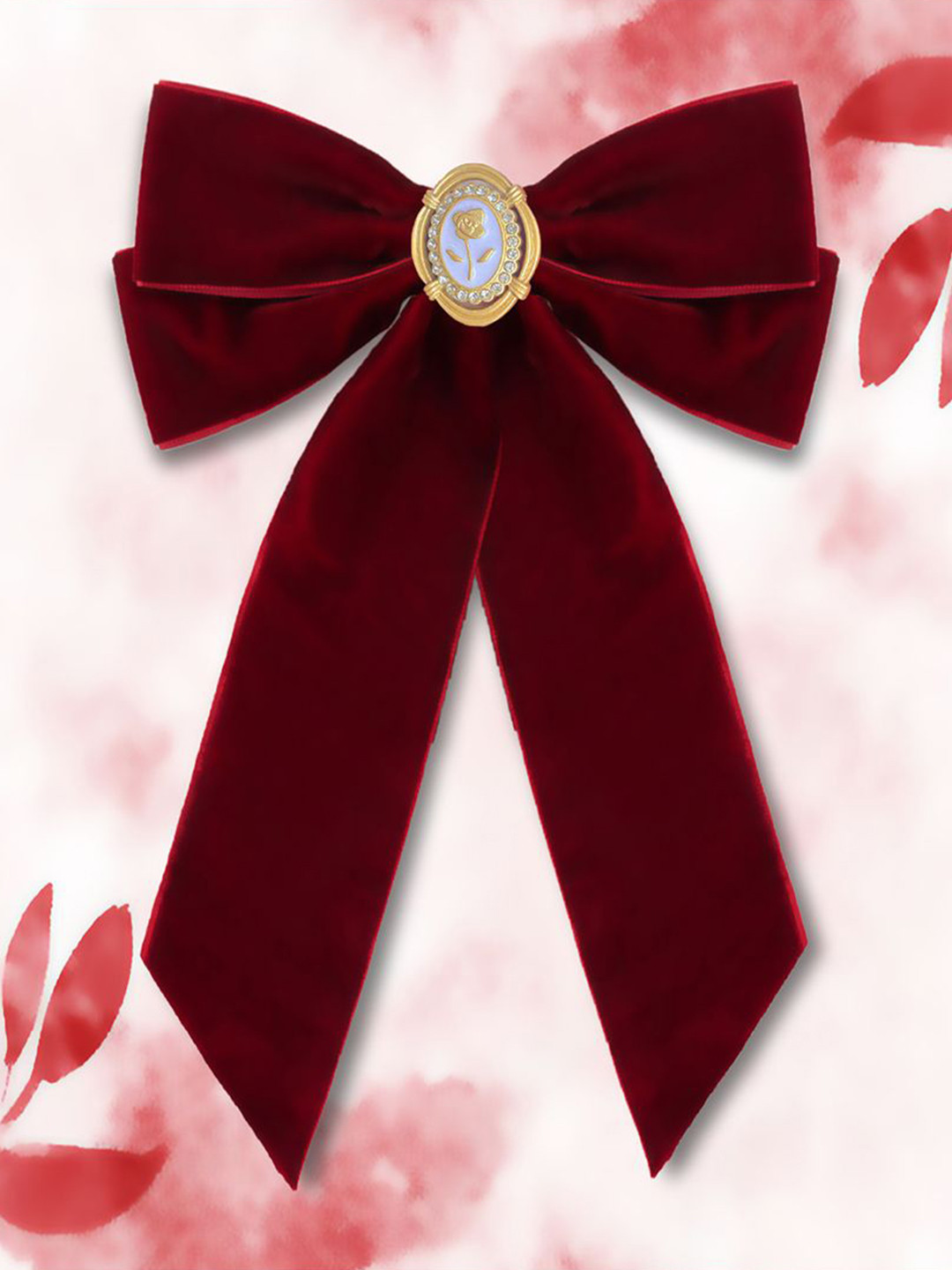 MAJESTIQUE Girls Velvet Bow with Antique Brooch Alligator Hair Clip