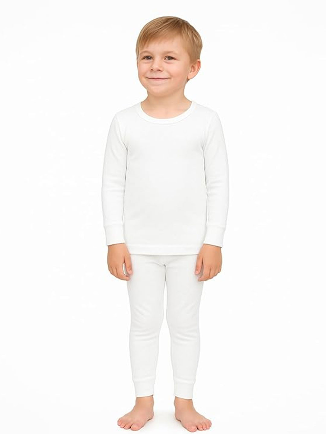 TINY HANDS Kids Thermal White Pyjama Set