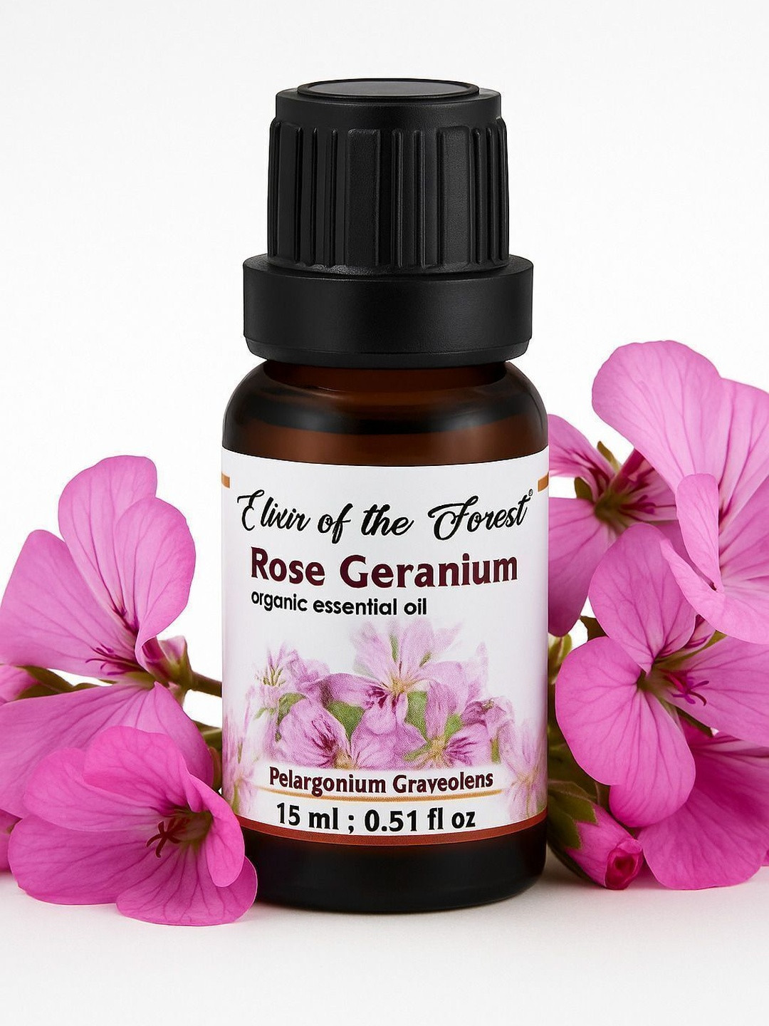 ELIXIR OF THE FOREST Rose Geranium Essential Oil For Skin & Hair - 15 ml