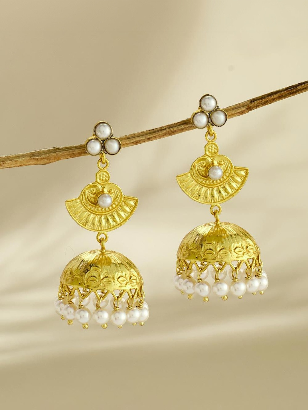 Fabindia Geometric Silver Jhumkas Earrings