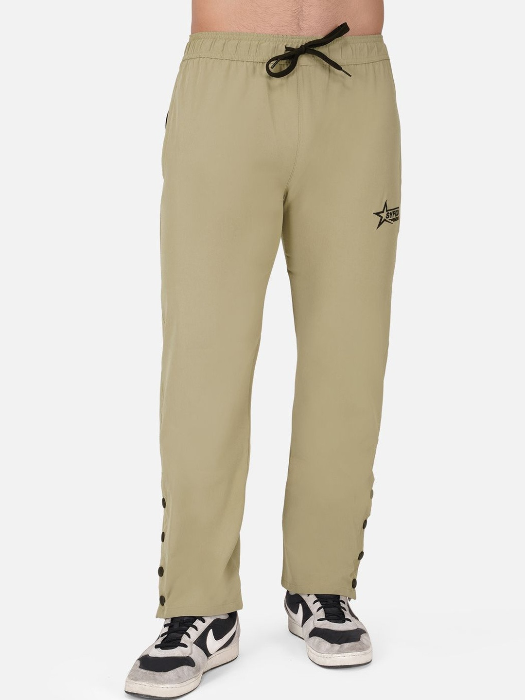 SYFKO Men Brand-Logo Embroidered Mid-Rise Track Pants