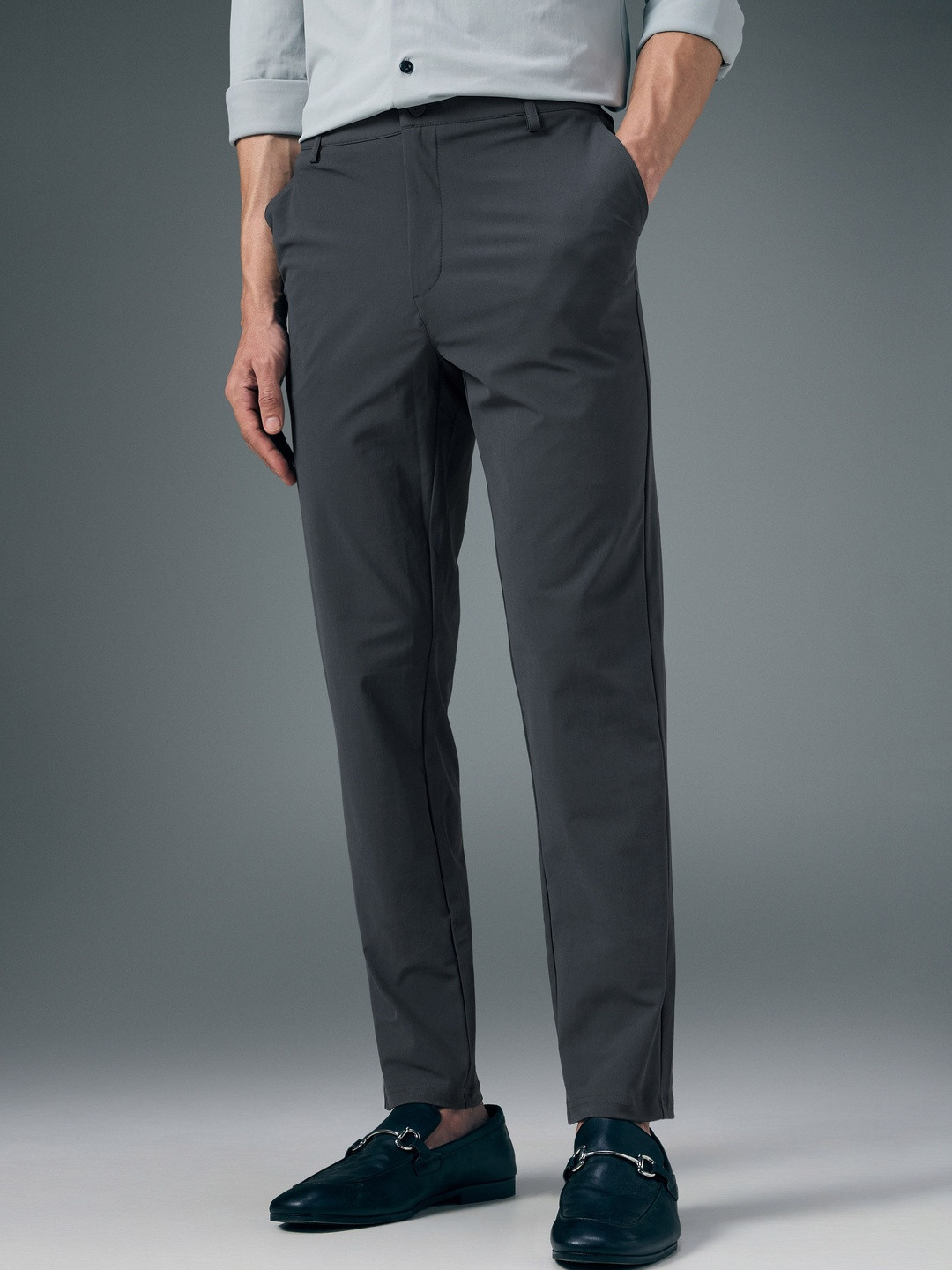 Technosport Men Semi-Formal Solid Straight Fit Trousers Pants with DURACOOL+