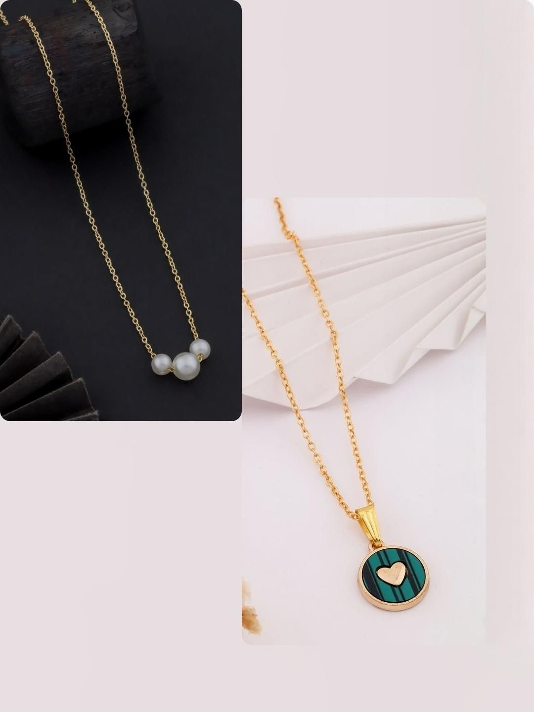 SZN Set Of 2 Gold-Plated Artificial Beaded Spherical Neckless