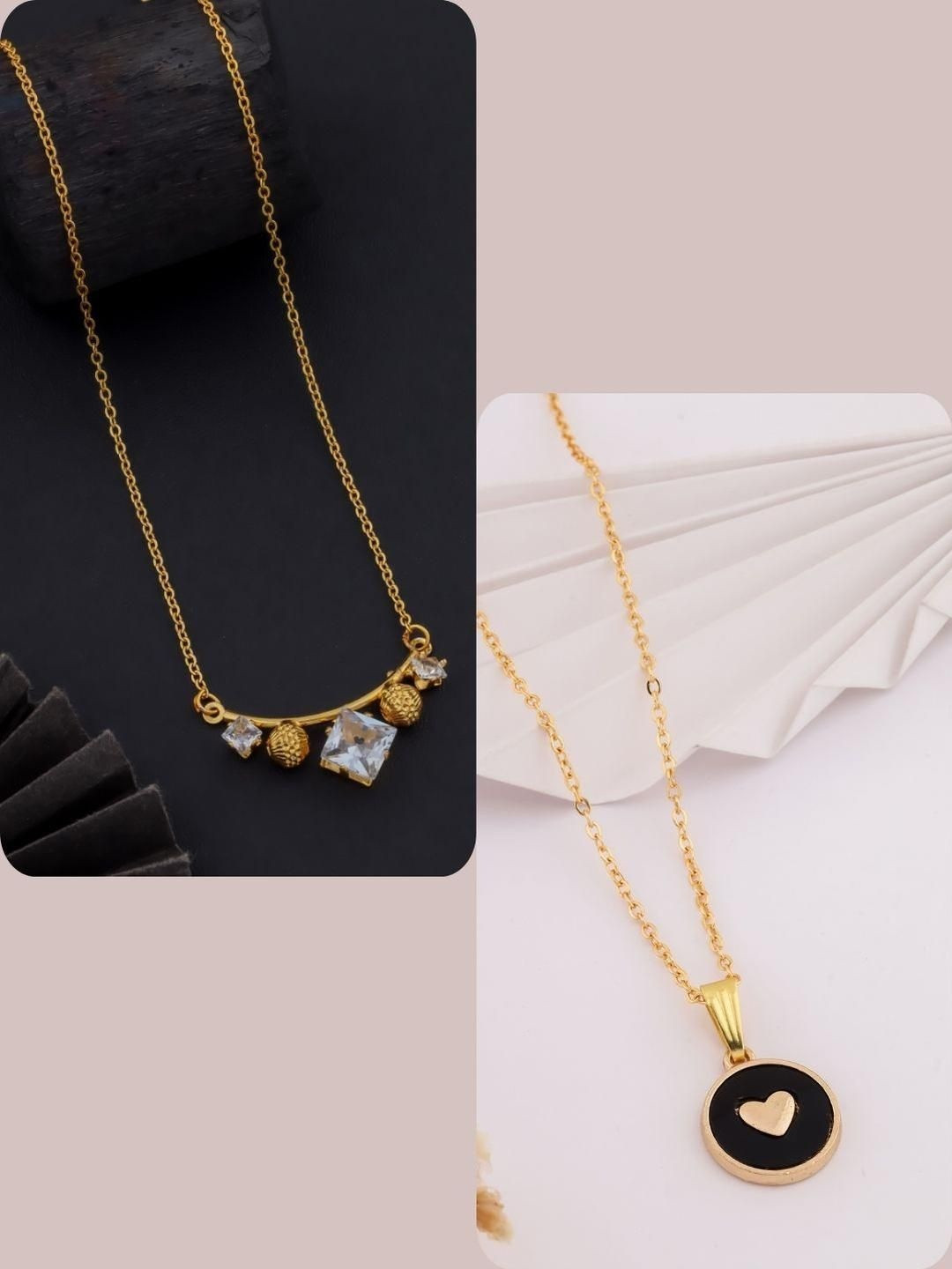 SZN Elegant Set Of 2 Gold-Plated Circular Shaped Minimal Necklaces