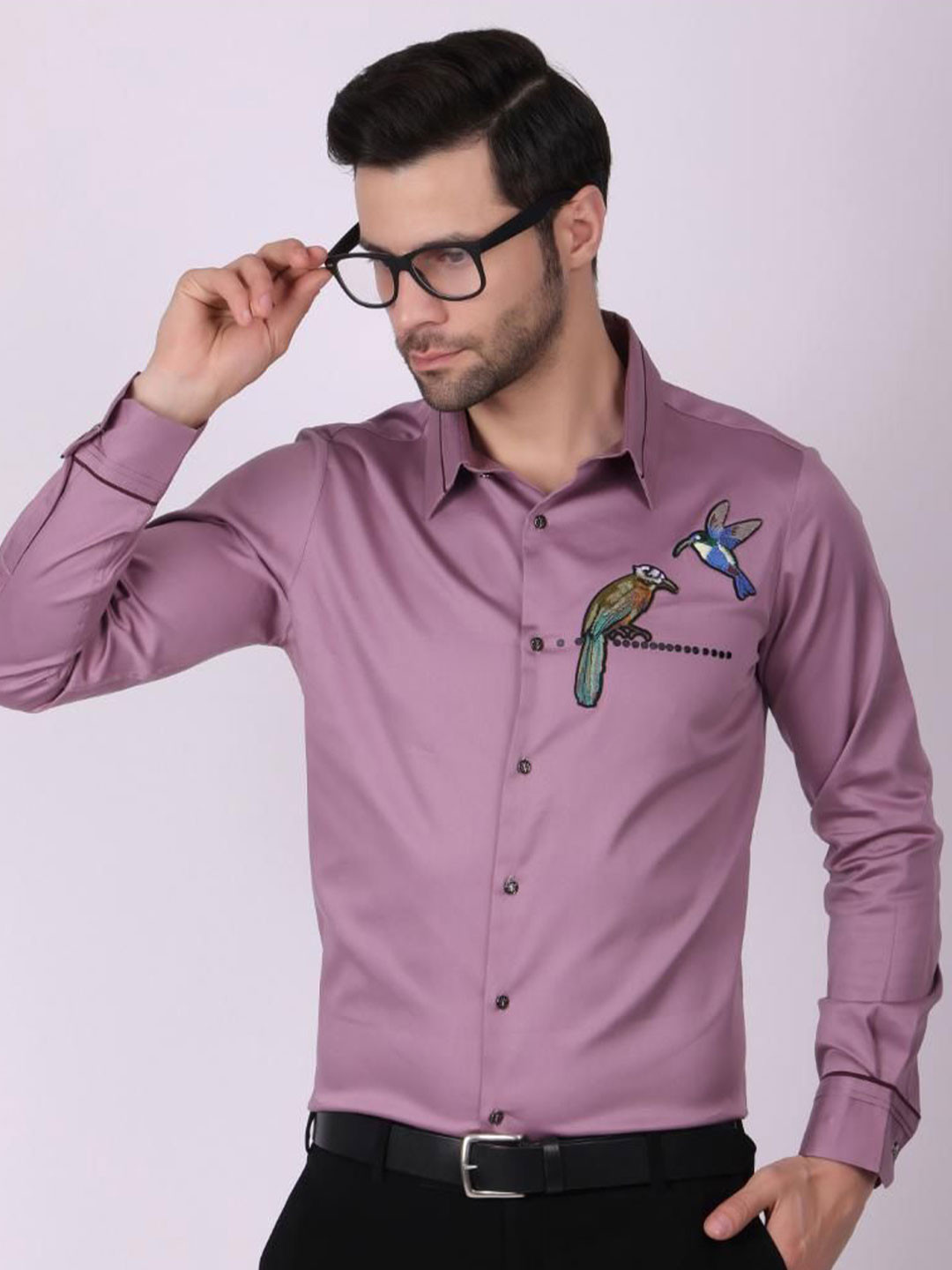 PIER 7 Men Premium Slim Fit Embroidered Long Sleeves Casual Shirt