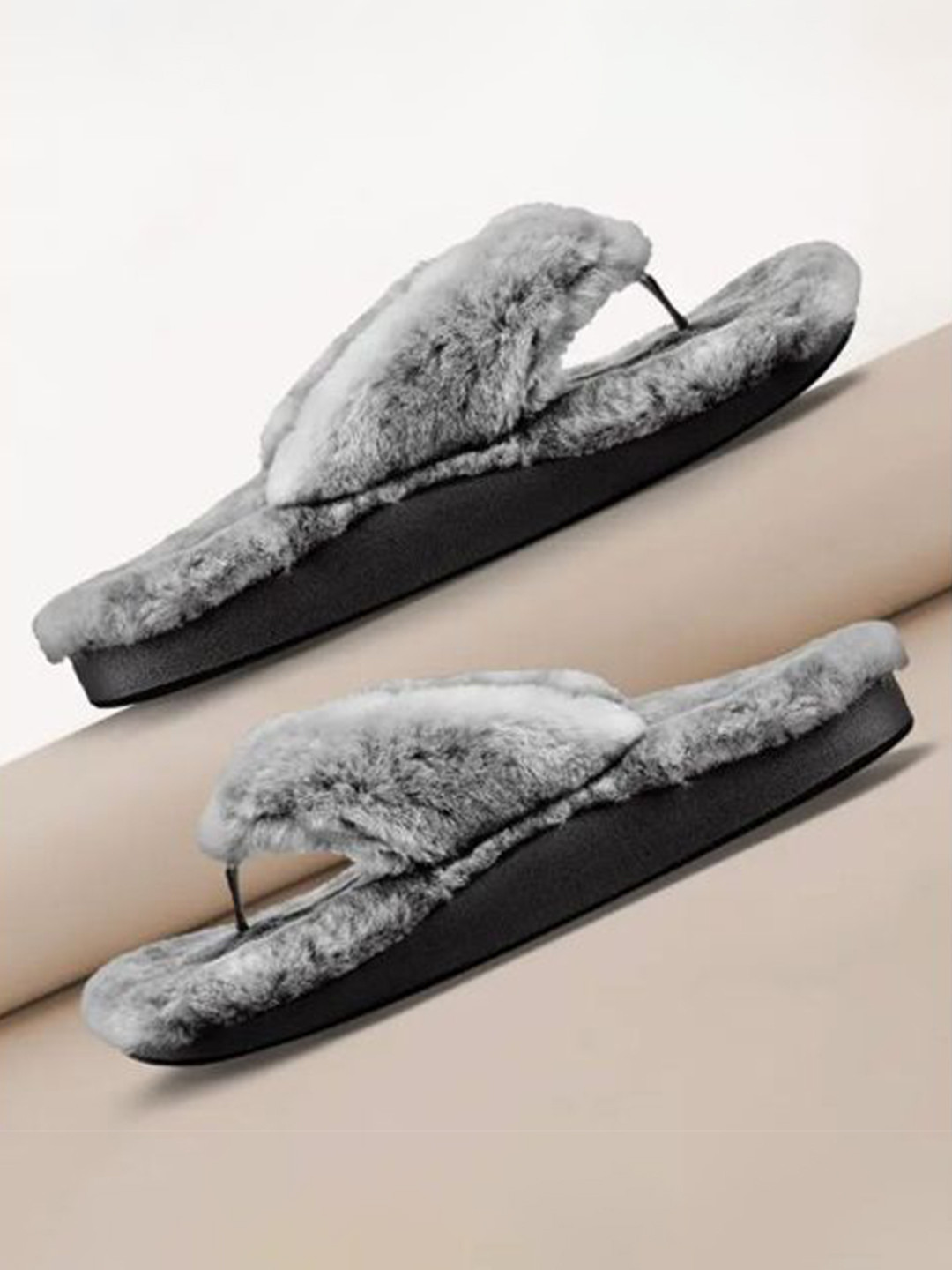 M 2 C Women Furry Cozy Warm Thong Room Slippers