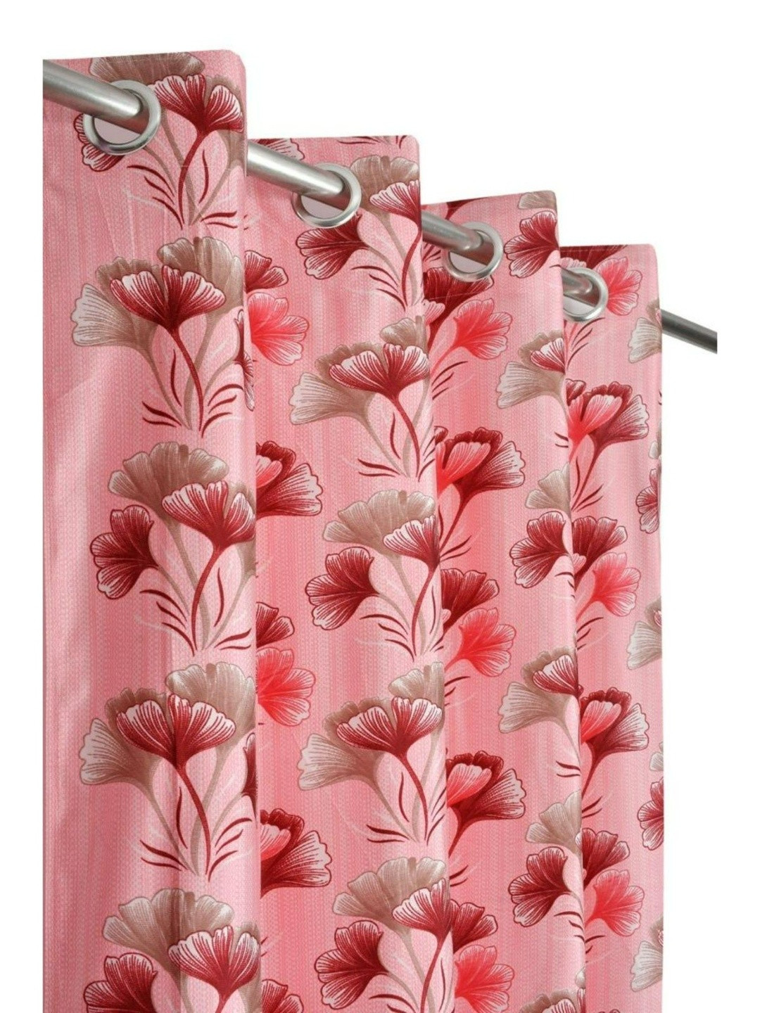 UrbanArts Maroon Printed Wrinkle Free Window Room Darkening Eyelet Curtains