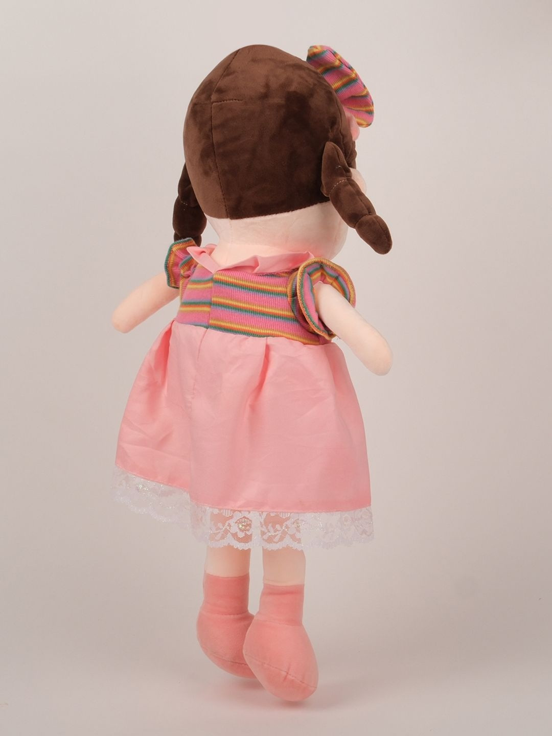 DukieKooky Kids Cute Doll Soft Toy with Rainbow Striped Lace Trim Dress