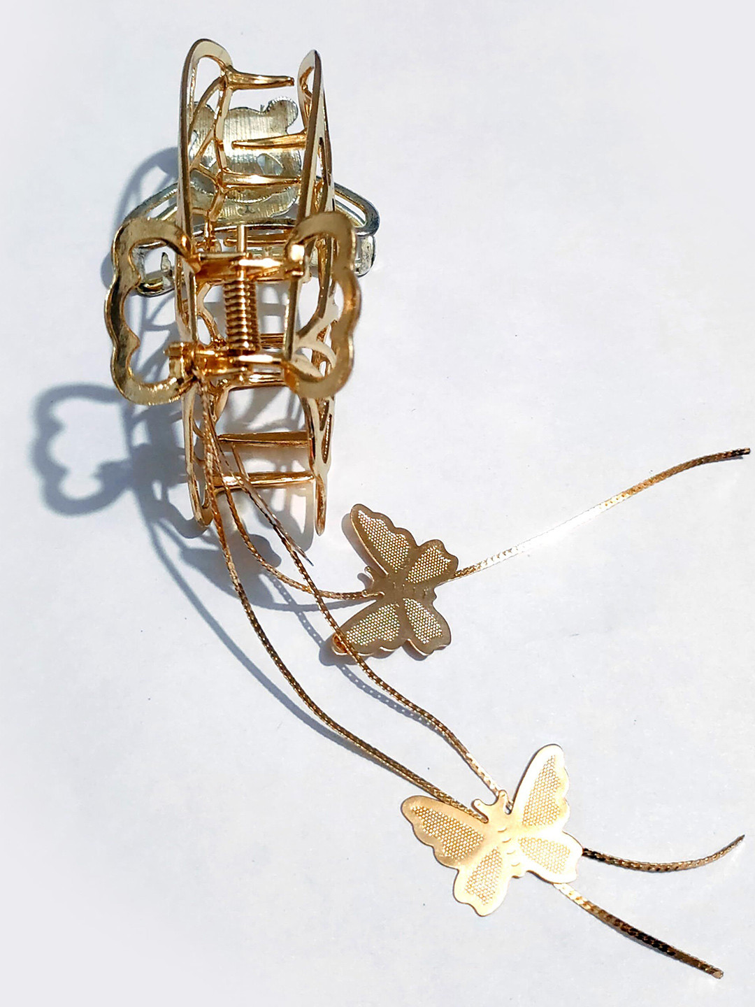 FHONEX Women Golden Latkan Butterfly Claw Clip