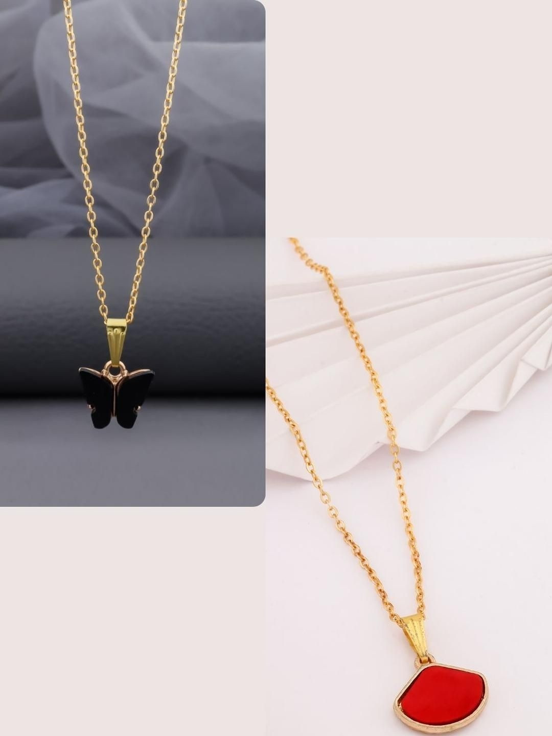 SZN Set Of 2 Gold-Plated Animal Shaped Pendent With Chain