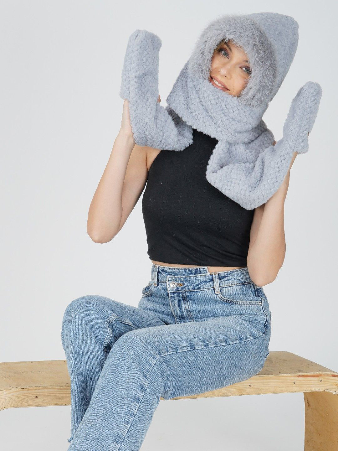 2 KOLPOL Women Self Design Woollen Hat Scarf Gloves Set