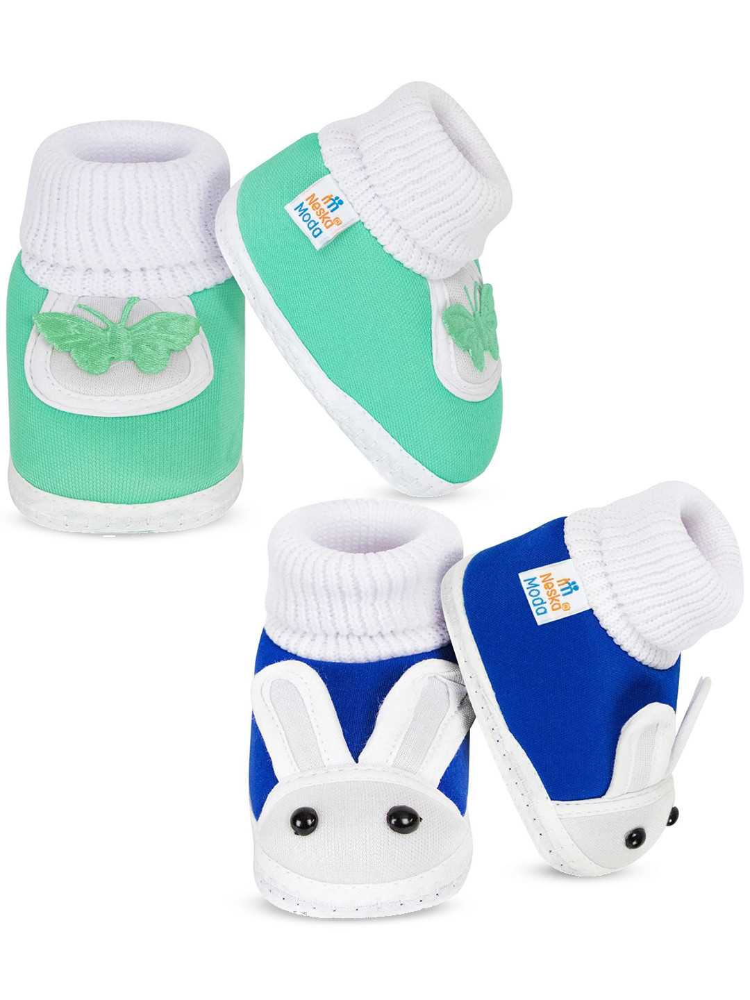 NESKA MODA Kids Pair Of 2 Cotton 6 To 12 Months Booties