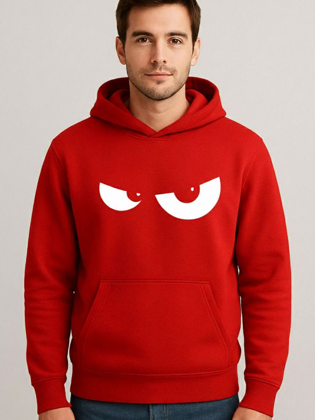 Moda Rapido Men Eye Printed Hooded Pullover Sweatshirt
