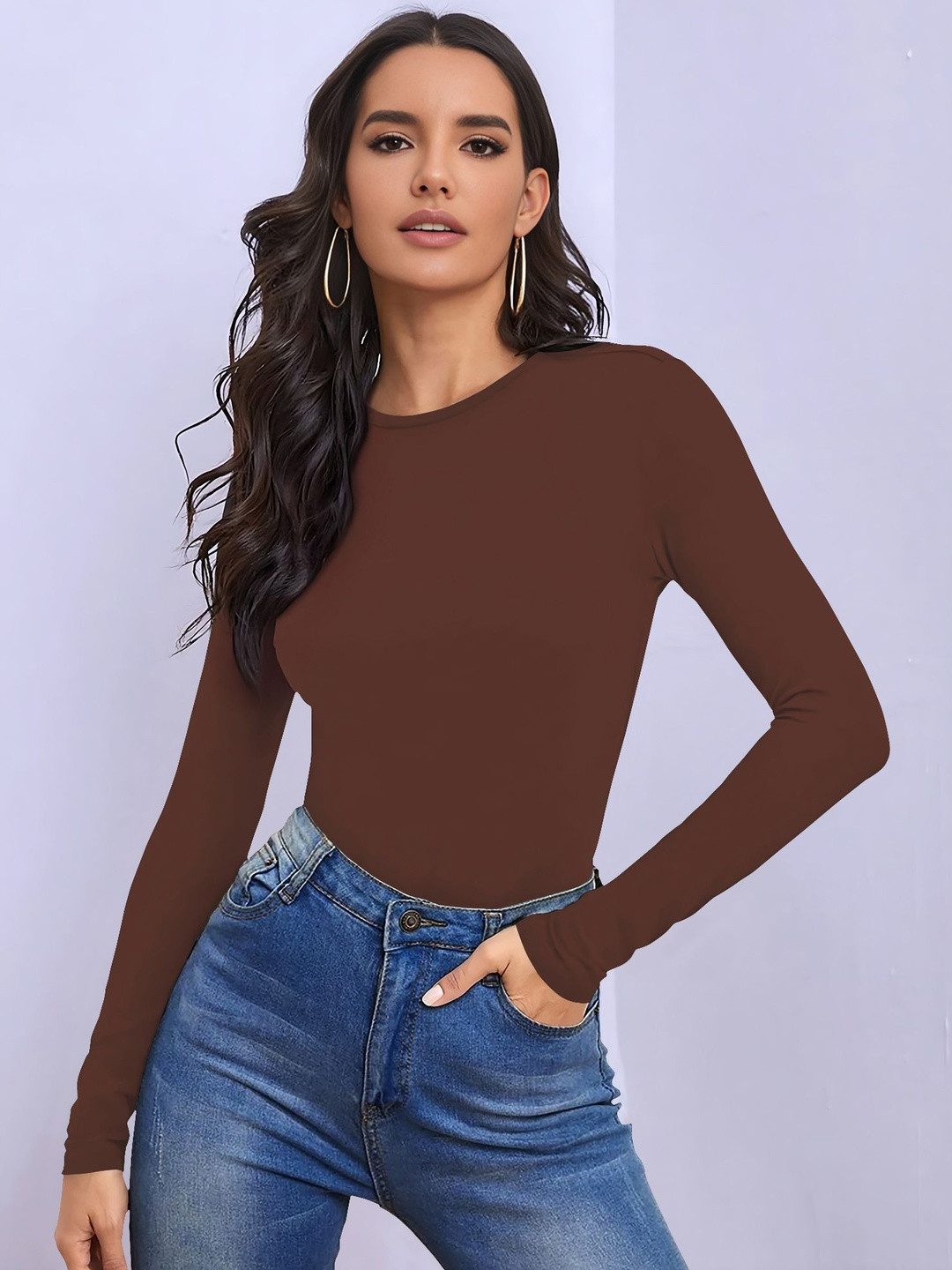 Maheshvi Women Round Neck Full Sleeves Regulkar Fitted Top