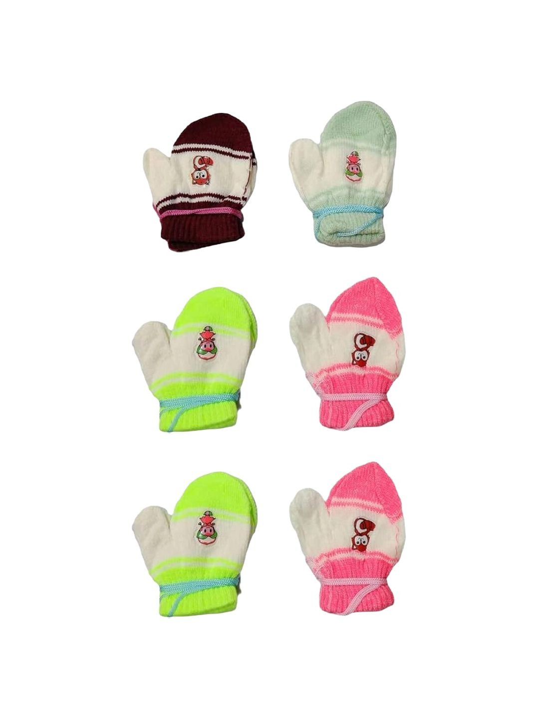 SECRETS BY ZEROKAATA Infants Pack of 6 Wool Assorted Winter Mittens