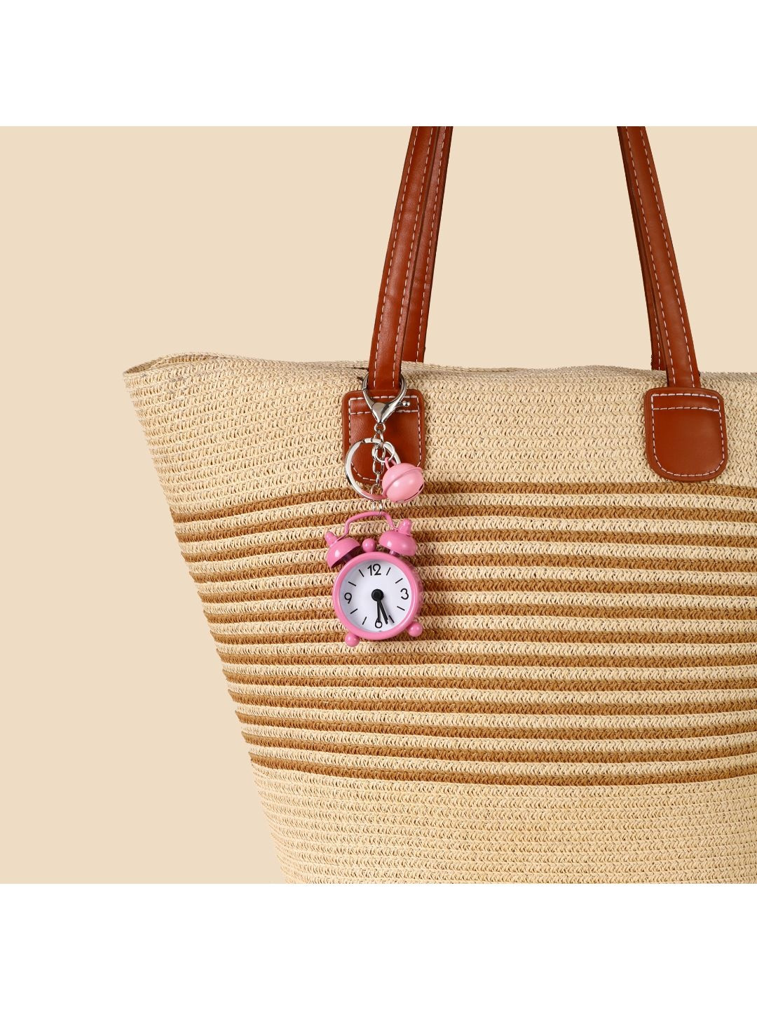 SALTY Pink & White Mini Alarm Clock Bag Charm