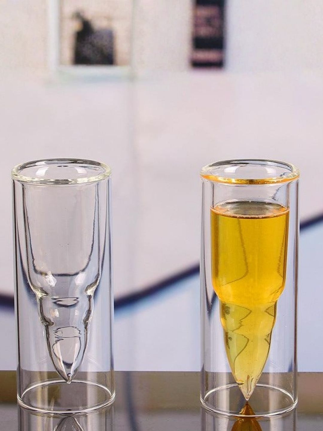 SMOKEY COCKTAIL Transparent Set Of 6 Bullet Shaped Food-Safe Shot Bar Glasses