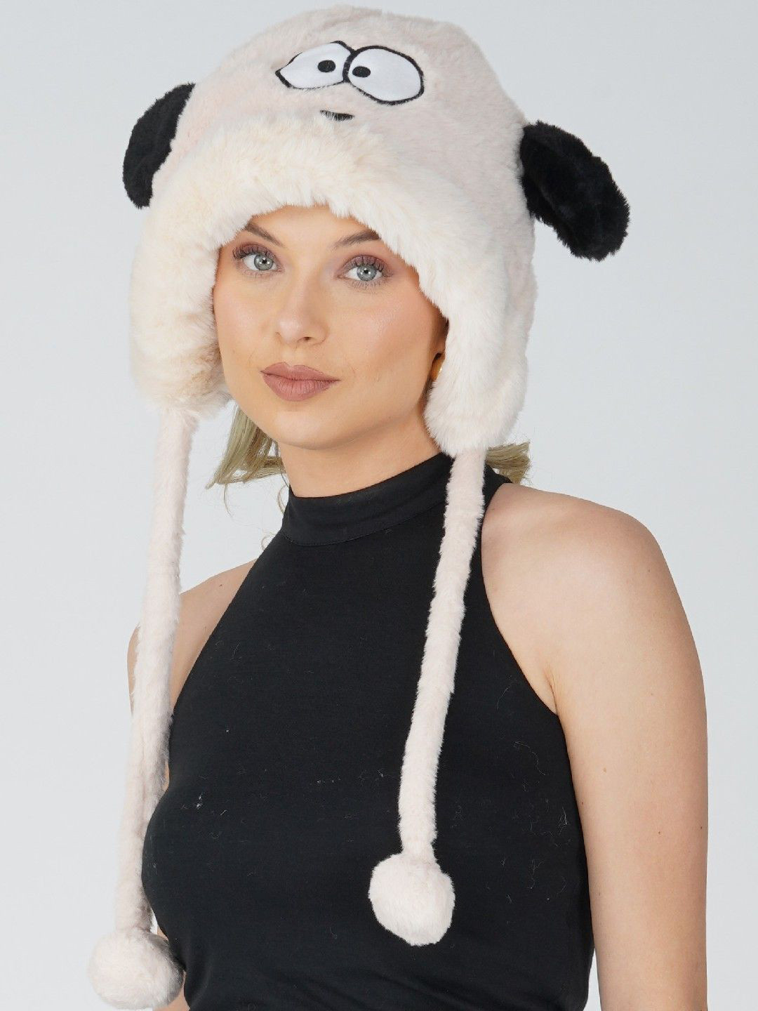 PIFTIF Women Long Ear Fur Woollen Beanie