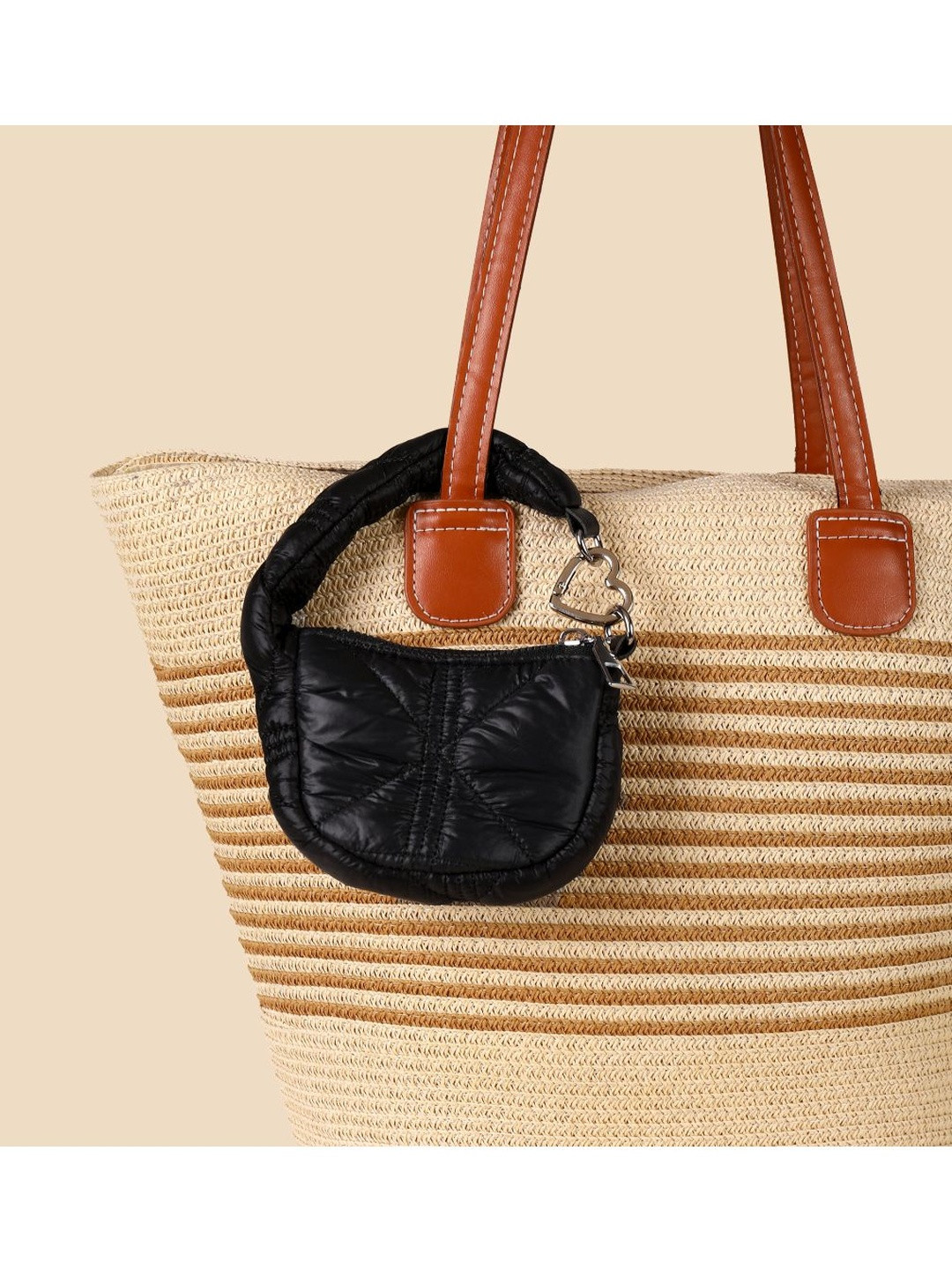 SALTY Black Mini Quilted Puff Bag Charm