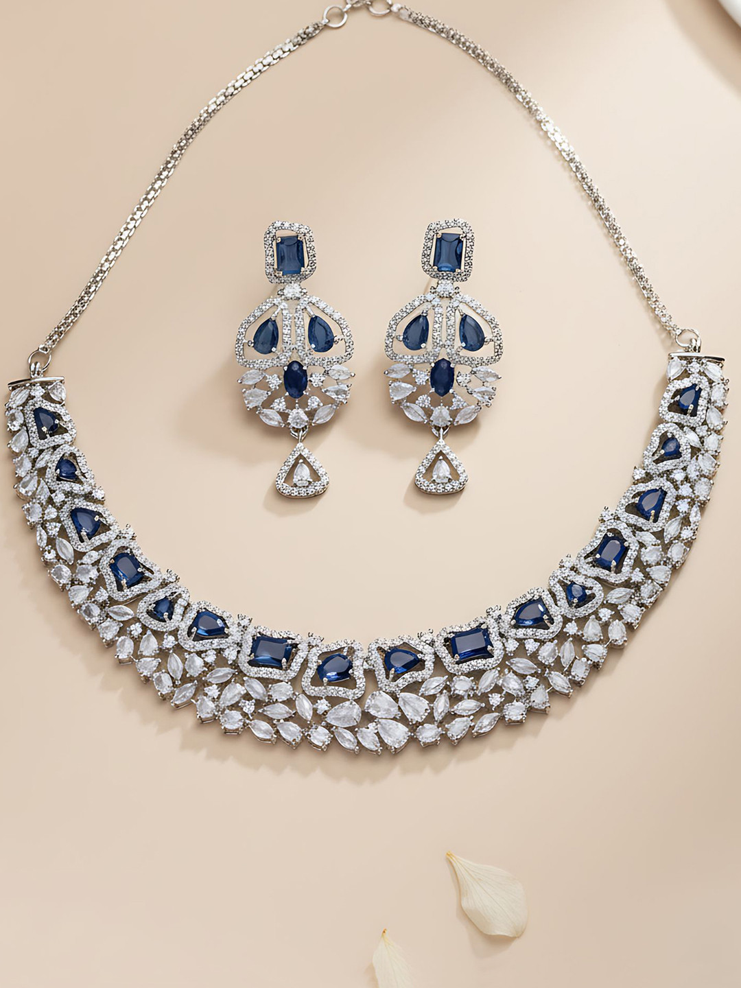 KARATCART Silver-Plated Elegant AD-Studded Jewellery Set
