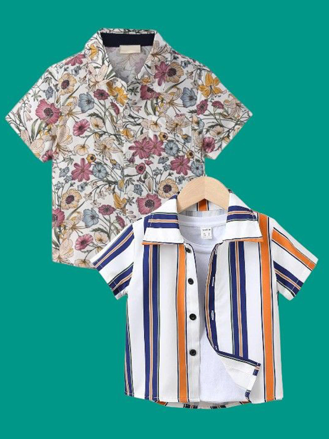 BAESD Boys Pack Of 2 Classic Striped Short Sleeve Casual Shirt