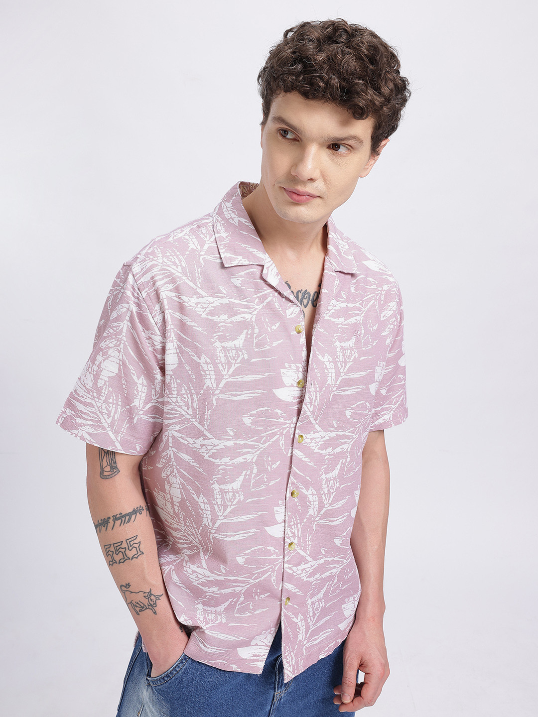 WROGN Conversational Printed Resort Fit Pure Cotton Casual Shirt