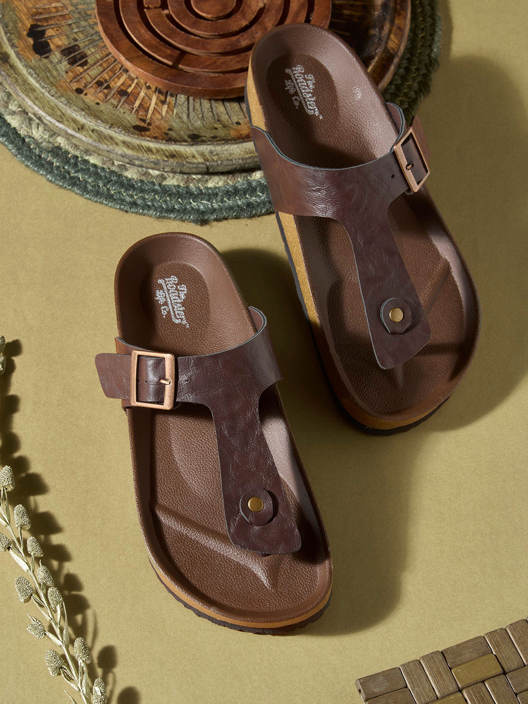 The Roadster Lifestyle Co Men Comfort Stylish Dual Strap Buckle Design Sandals
