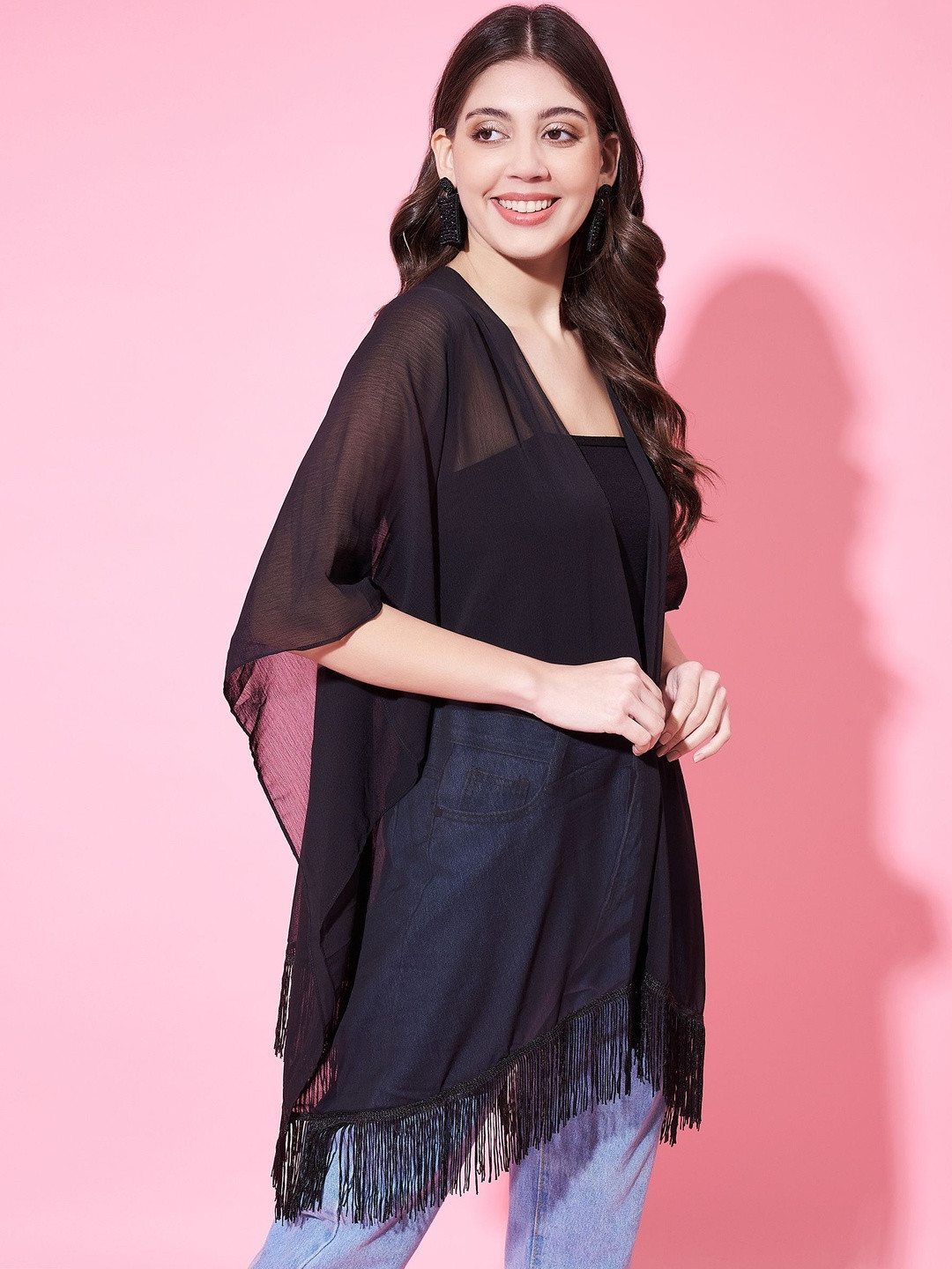 CORSICA Women Solid Lightweight Asymmetric Longline Shrug