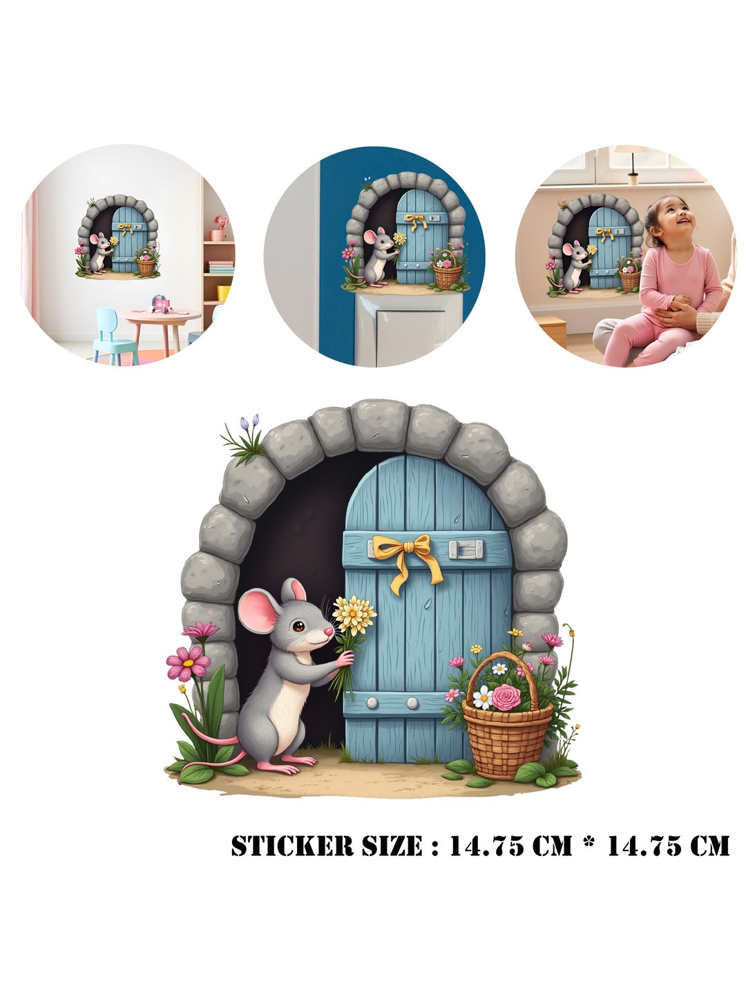 Gopalvilla Blue & Yellow Hamster's House-Printed Waterproof House Stickers