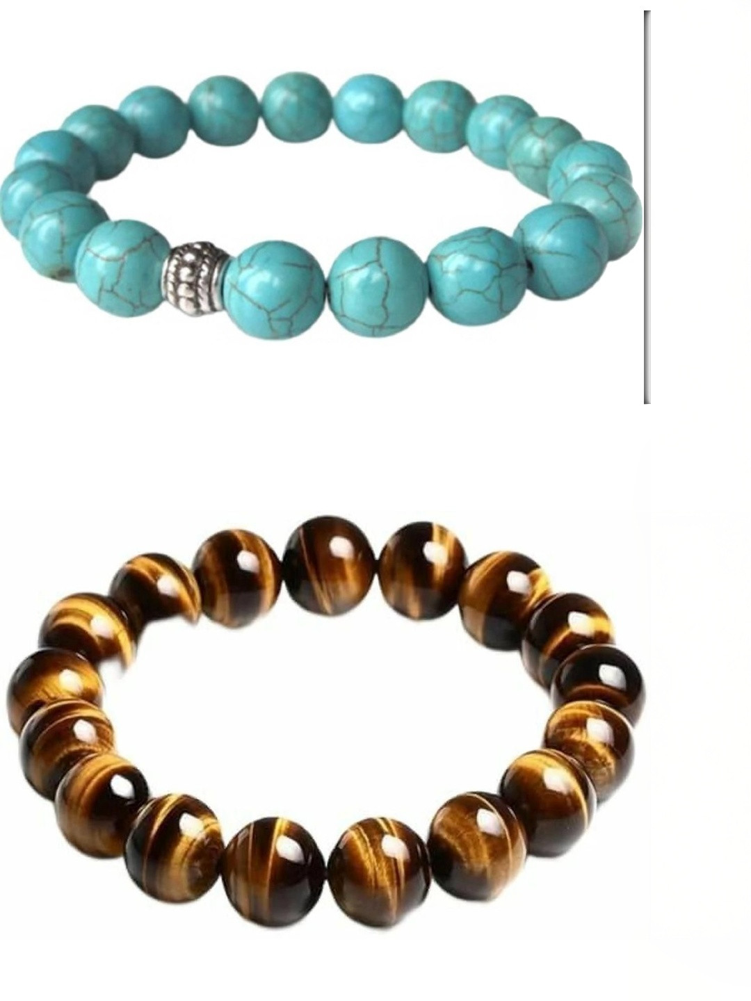 Bilqis Set Of 2 Tiger Eye Beaded Elasticated Bracelet