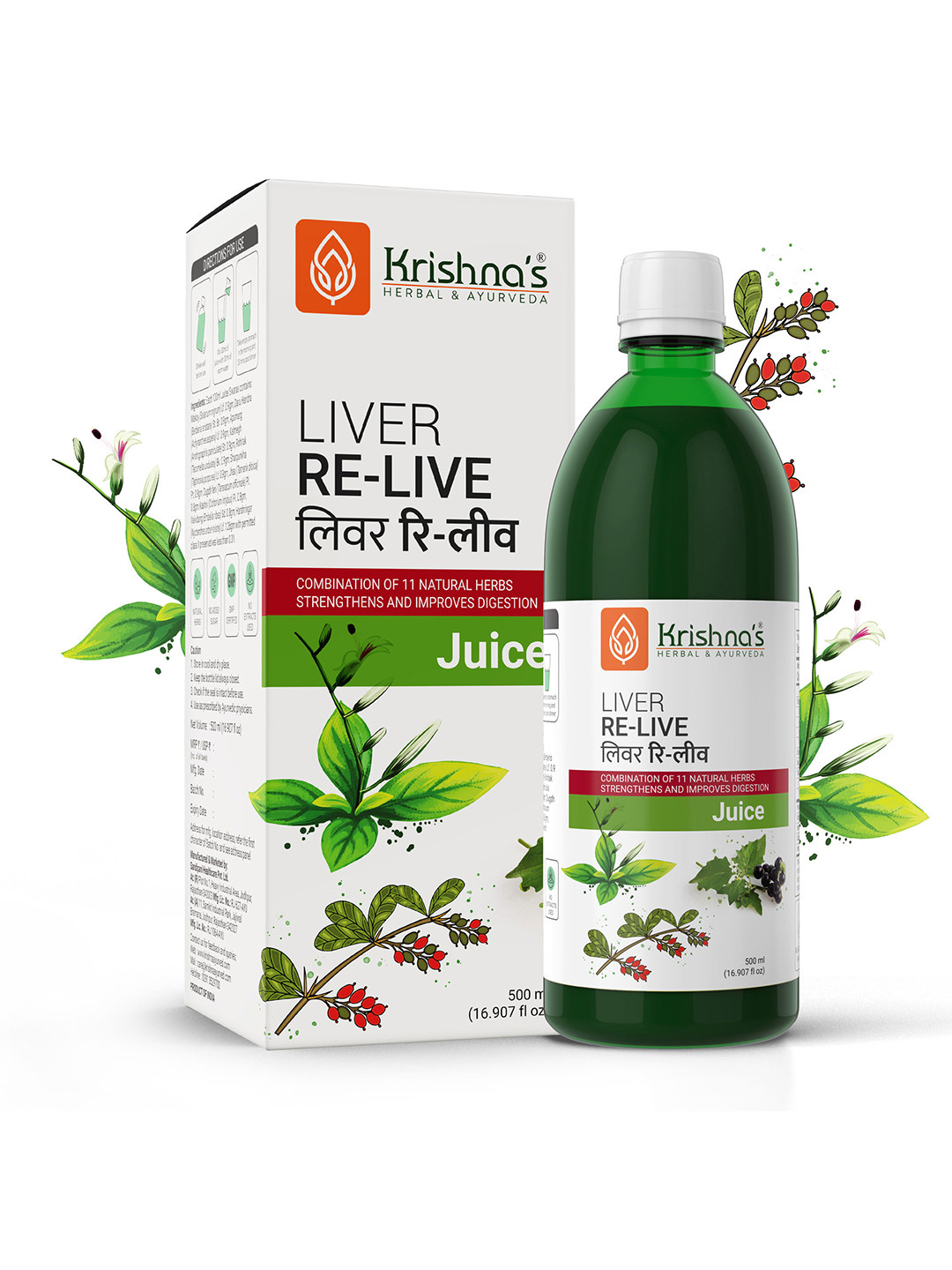 Krishna's Herbal & Ayurveda Liver Re-Live Juice All Around Liver Health Tonic - 500ml