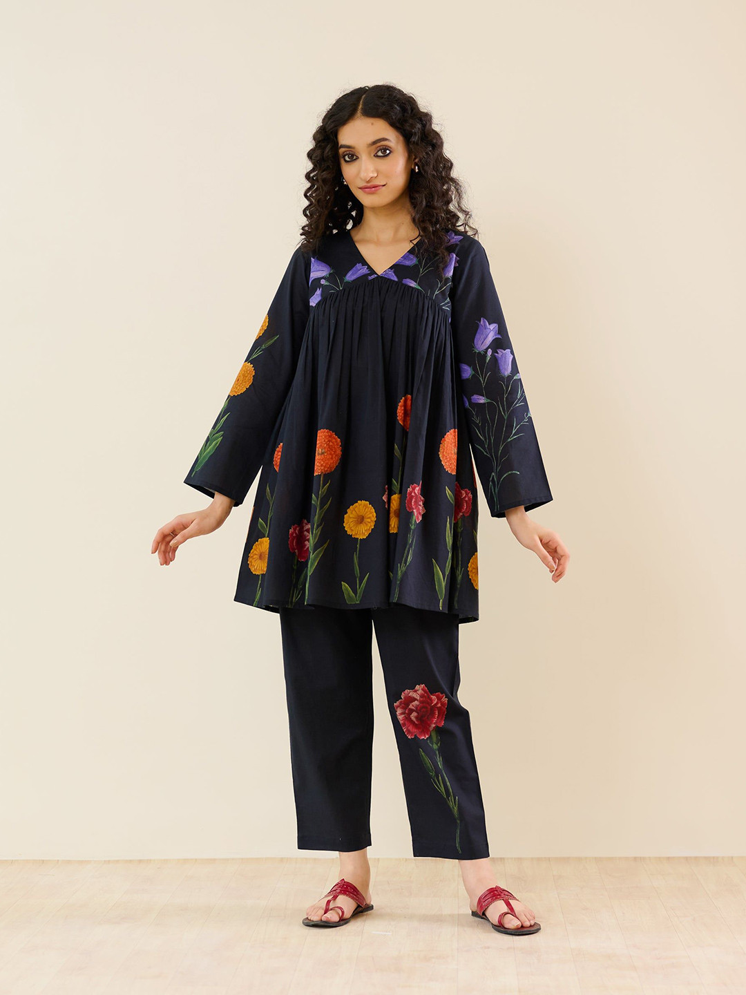 Rustorange At The Florist's Printed V Neck Tunic With Trouser Co-Ords