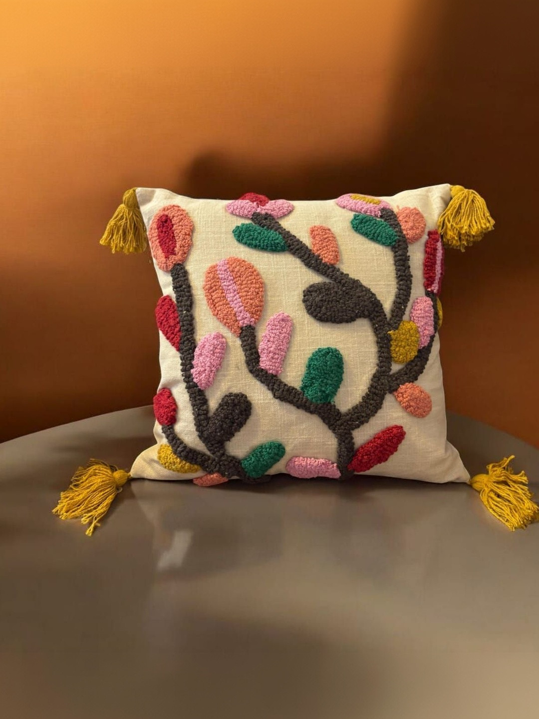 DC DECASTLE White & Green Floral Square Cushion Covers