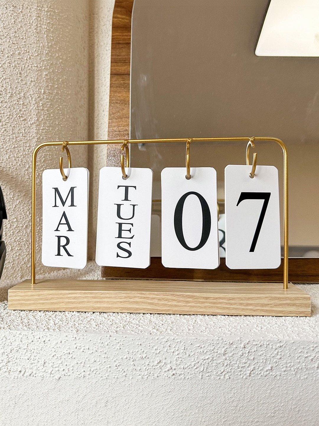 Gopalvilla Blue Wooden Natural Home Office Real 3D Medium Flip Calendar Showpieces - 28 cm