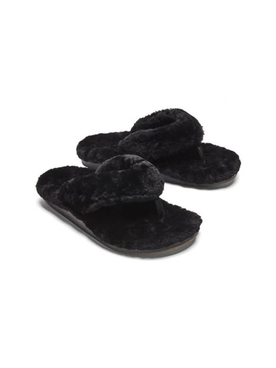 M 2 C Women Solid Furry Thong Flip-Flops