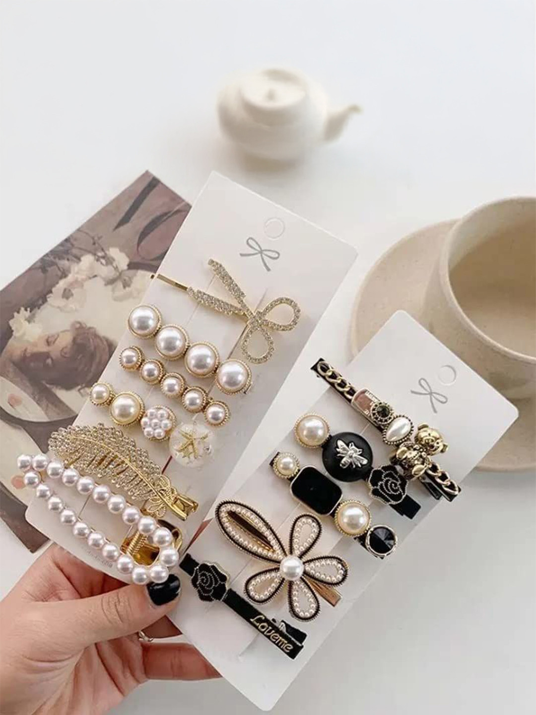 Lyphy Women Set of 11 Clips and Pins Hair Accessory Set