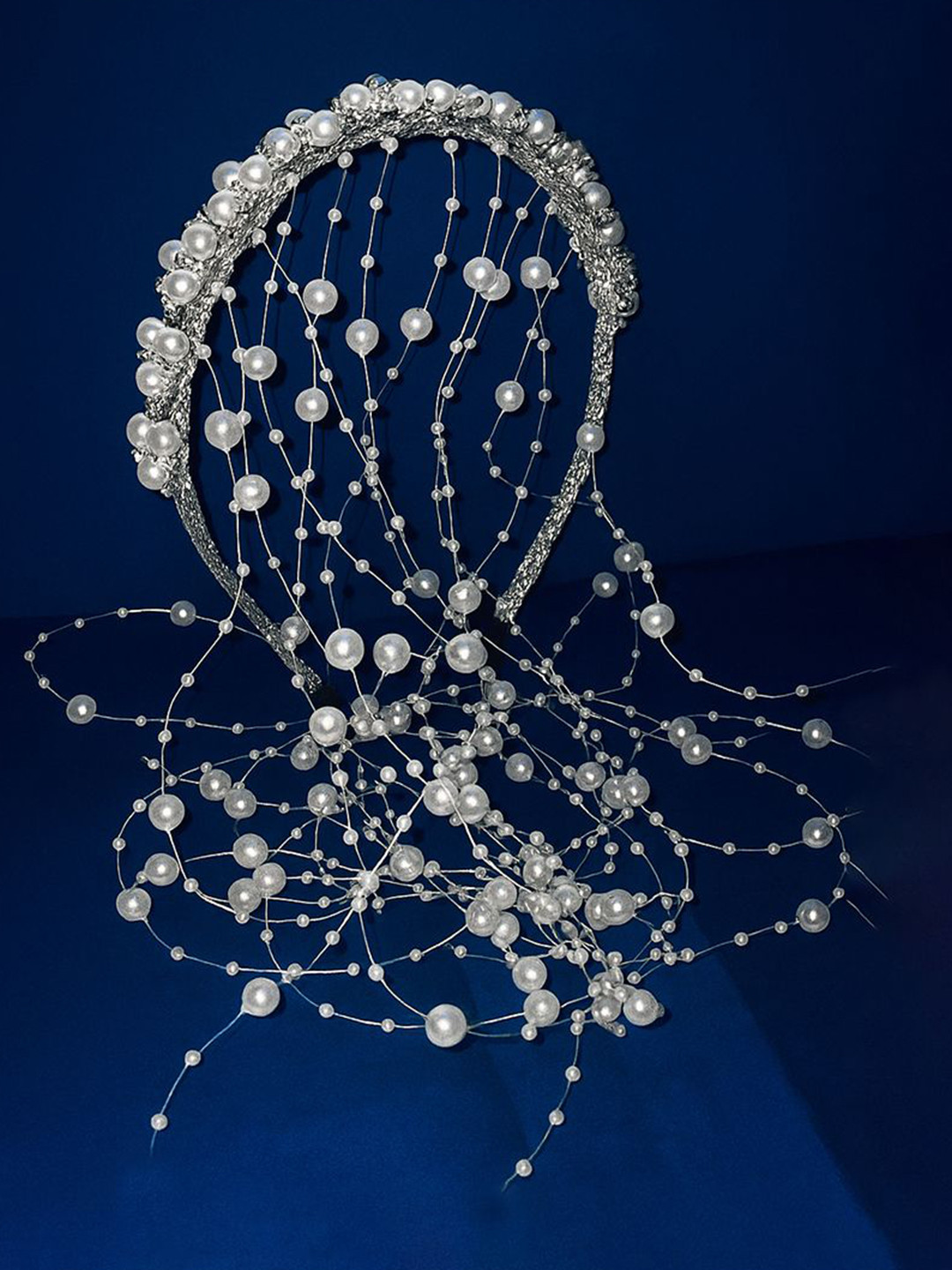 MAJESTIQUE Girls White Bridal Pearl Hairband with Crystals