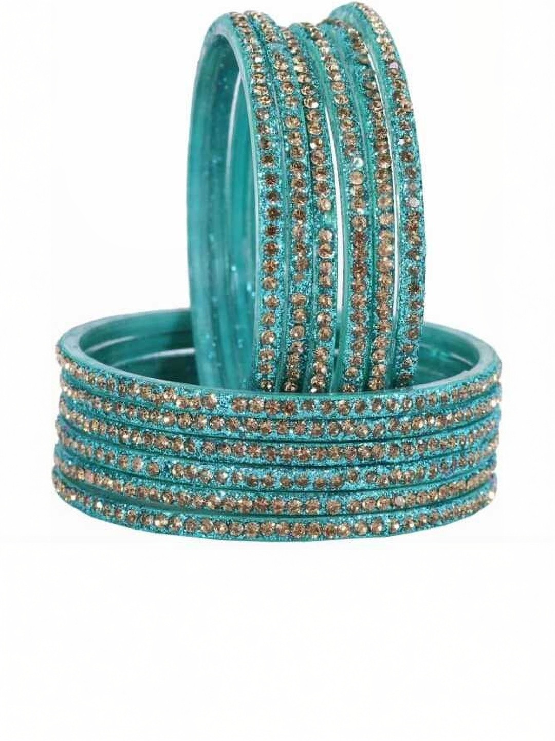 Adiba Fashion Factory Set Of 12 Stone Studded Glass Bangle