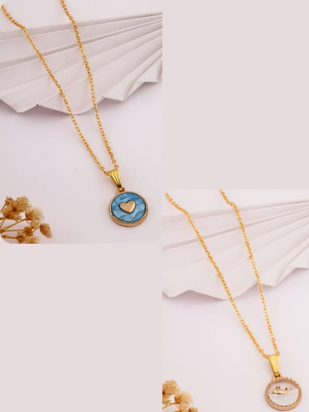 SZN Set Of 2 Gold-Plated Circular Shaped Pendants With Chains