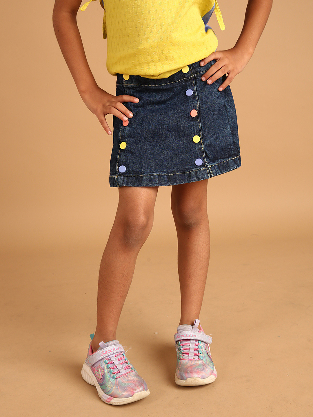 PILOLO Girls Self Design Pure Cotton Mini Skirt