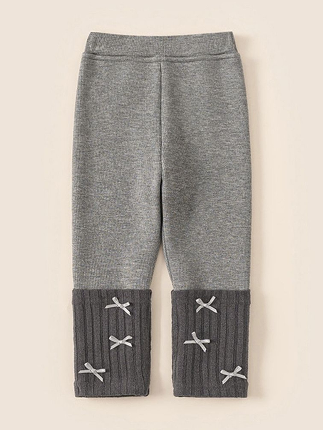 LULU & SKY Girls Colourblocked Ribbon Applique High-Rise Ankle-Length Leggings